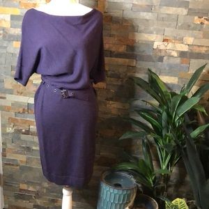 The Limited Size M Purple Boat-neck Sweater Dress